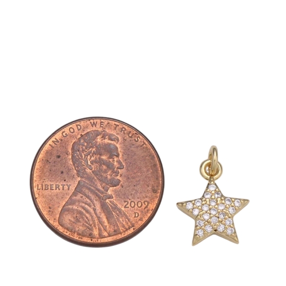 Gold Star Charm Cubic Zirconia - Picture 2 of 2